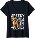 Womens Cheetah Kids Speedy Little Cheetah In Training V Neck Apparel Streetwear Style Everyday Wear