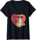 Womens Cheetahs Are My Valentine Cute Cheetah Valentines Day V Neck Apparel Streetwear Style Hot Right Now