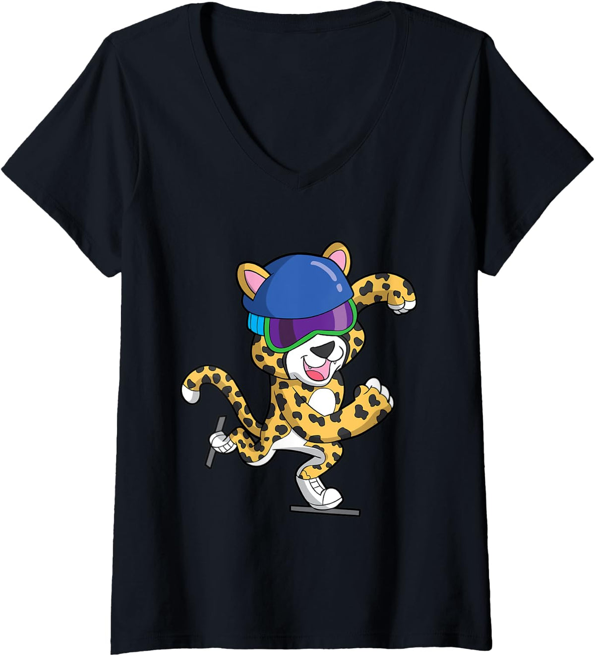 Womens Speed Skater Cheetah Ice Skate Winter Sports Cheetahs Gift V Neck Apparel Trending US Fan Favorite
