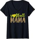 Womens Softball Mama Cute Cheetah Mother s Day Sports V Neck Apparel Premium Print Everyday Wear