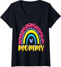 Womens Leopard Rainbow Cheetah Print Mom Graphic Mommy Life V Neck Apparel High Search Demand Everyday Wear