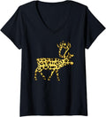 Womens Leopard Cheetah Print Animal Spots Reindeer Merry Christmas V Neck Apparel Streetwear Style Best Seller Look