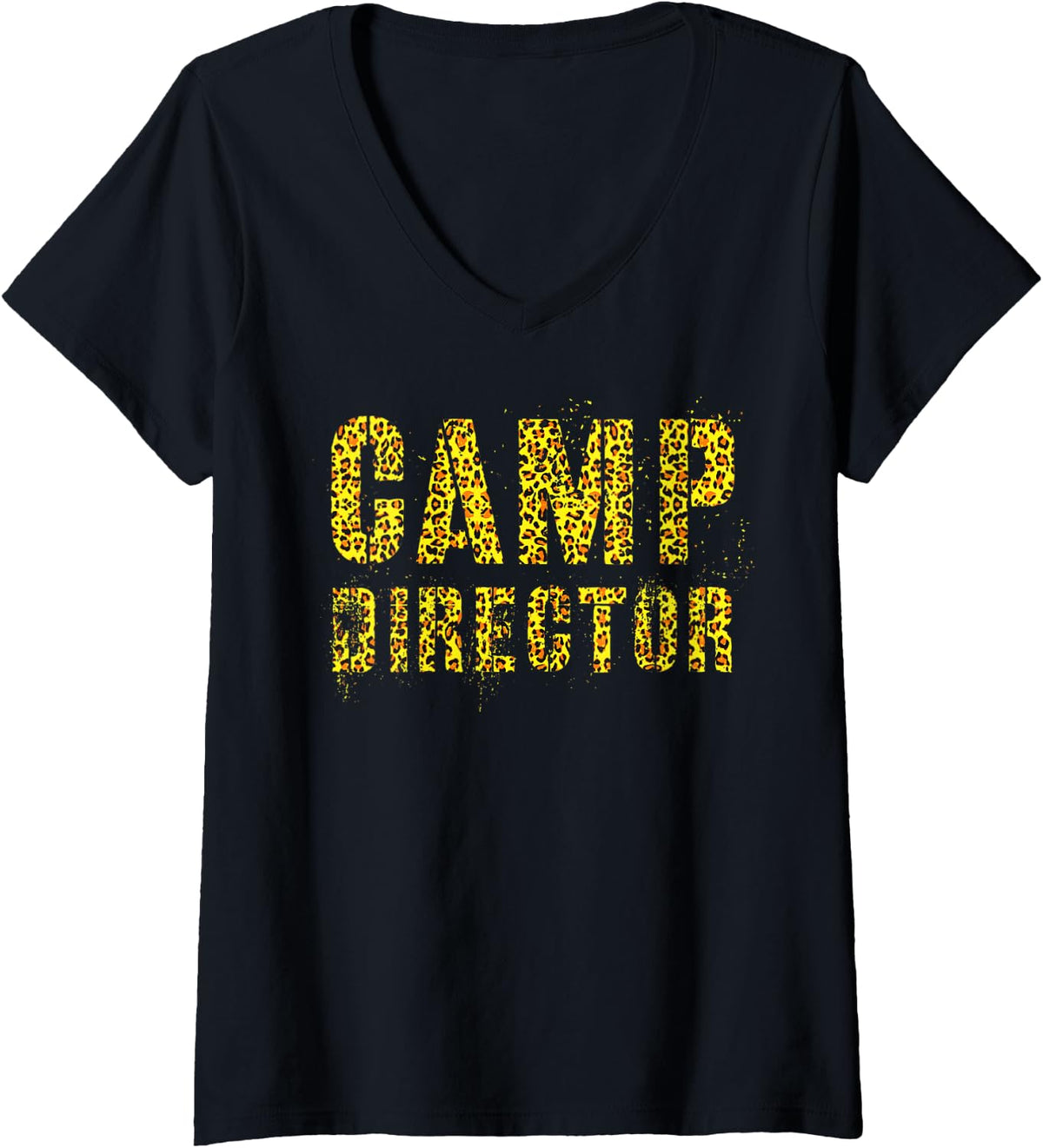 Womens CAMP DIRECTOR Leopard Print Camping Host Chaos Coordinator V Neck Apparel Comfort Fit Gift Ready