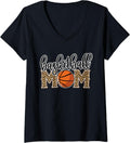 Womens Basketball Mom Leopard Print Cheetah Proud Mom Sport V Neck Apparel Streetwear Style Everyday Wear