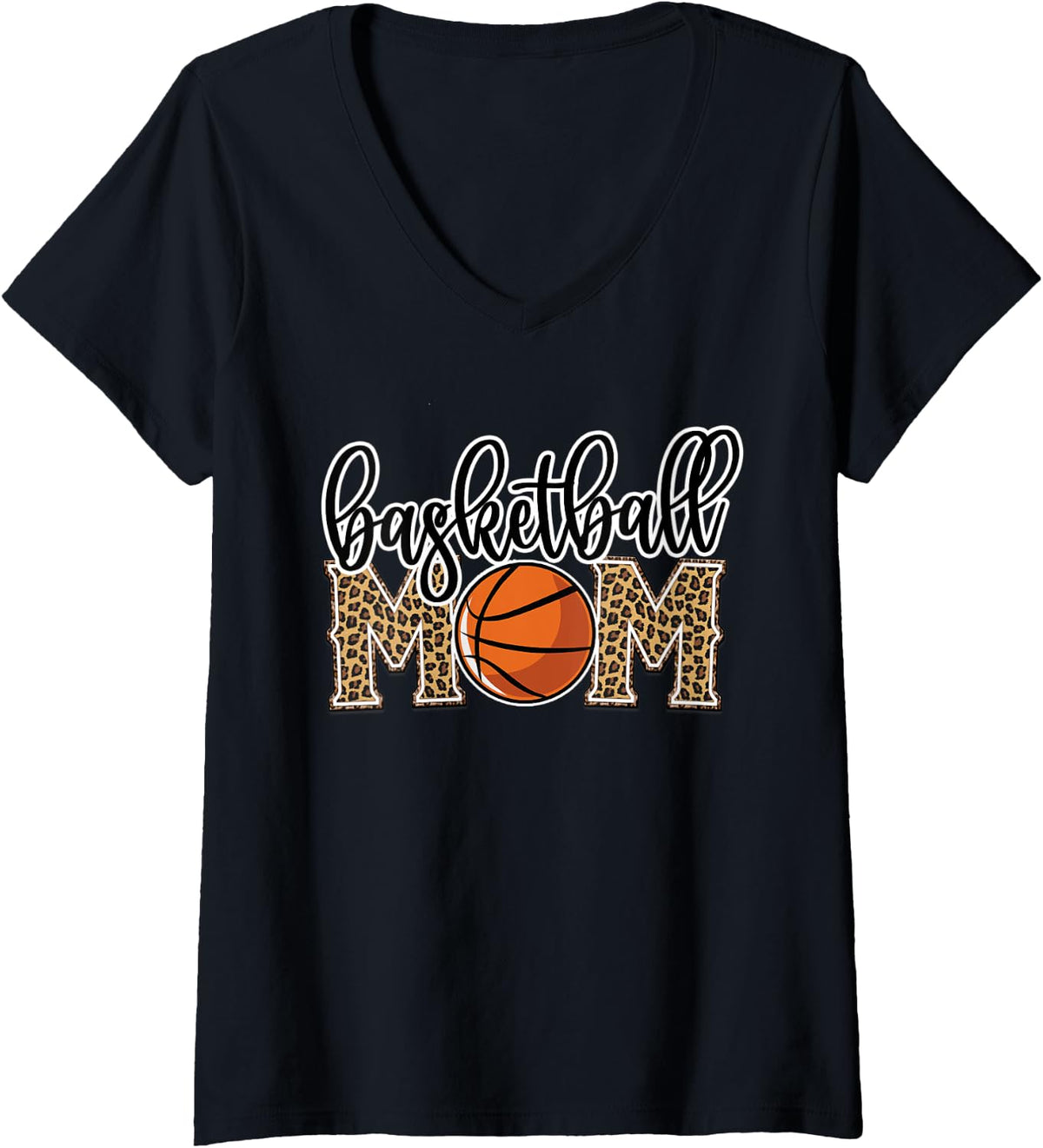 Womens Basketball Mom Leopard Print Cheetah Proud Mom Sport V Neck Apparel Streetwear Style Everyday Wear