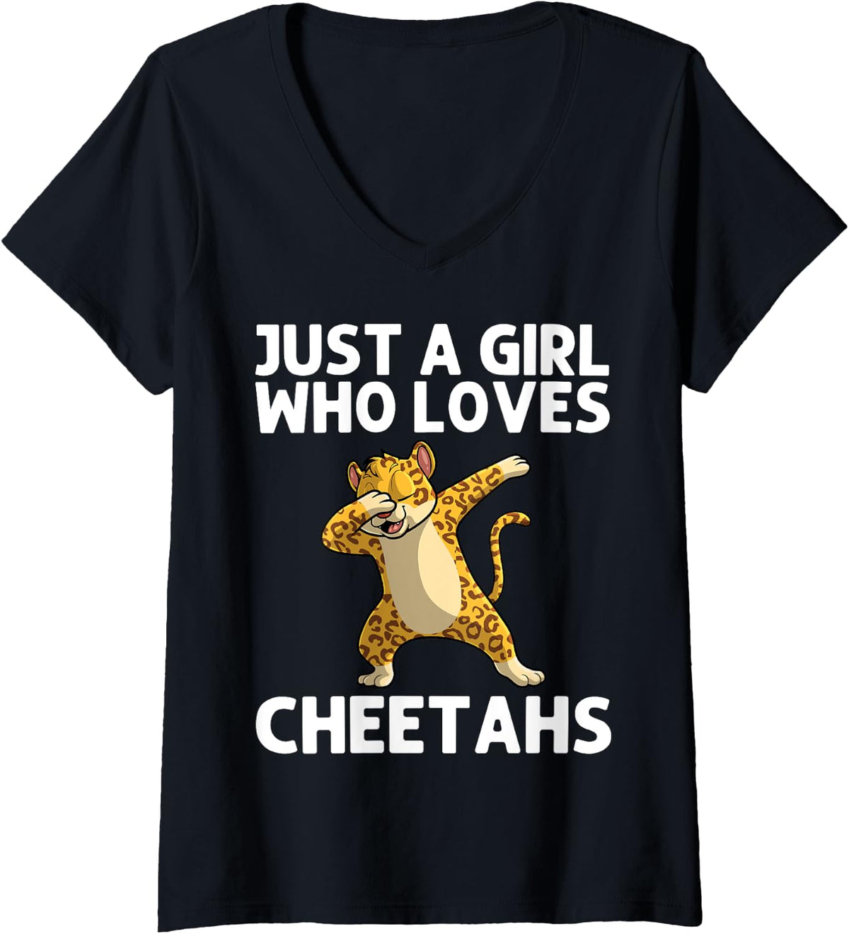 Womens Cute Cheetah Design For Girls Kids Cat Animal Cheetah Lovers V Neck Apparel Comfort Fit Fan Favorite