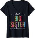 Womens Best Big Sister Ever Leopard or Cheetah Print Text Design V Neck Apparel Premium Print Best Seller Look
