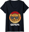 Womens Gepapa Father Papa 2025 Daddy Dad Cheetah V Neck Apparel Trending US Gift Ready