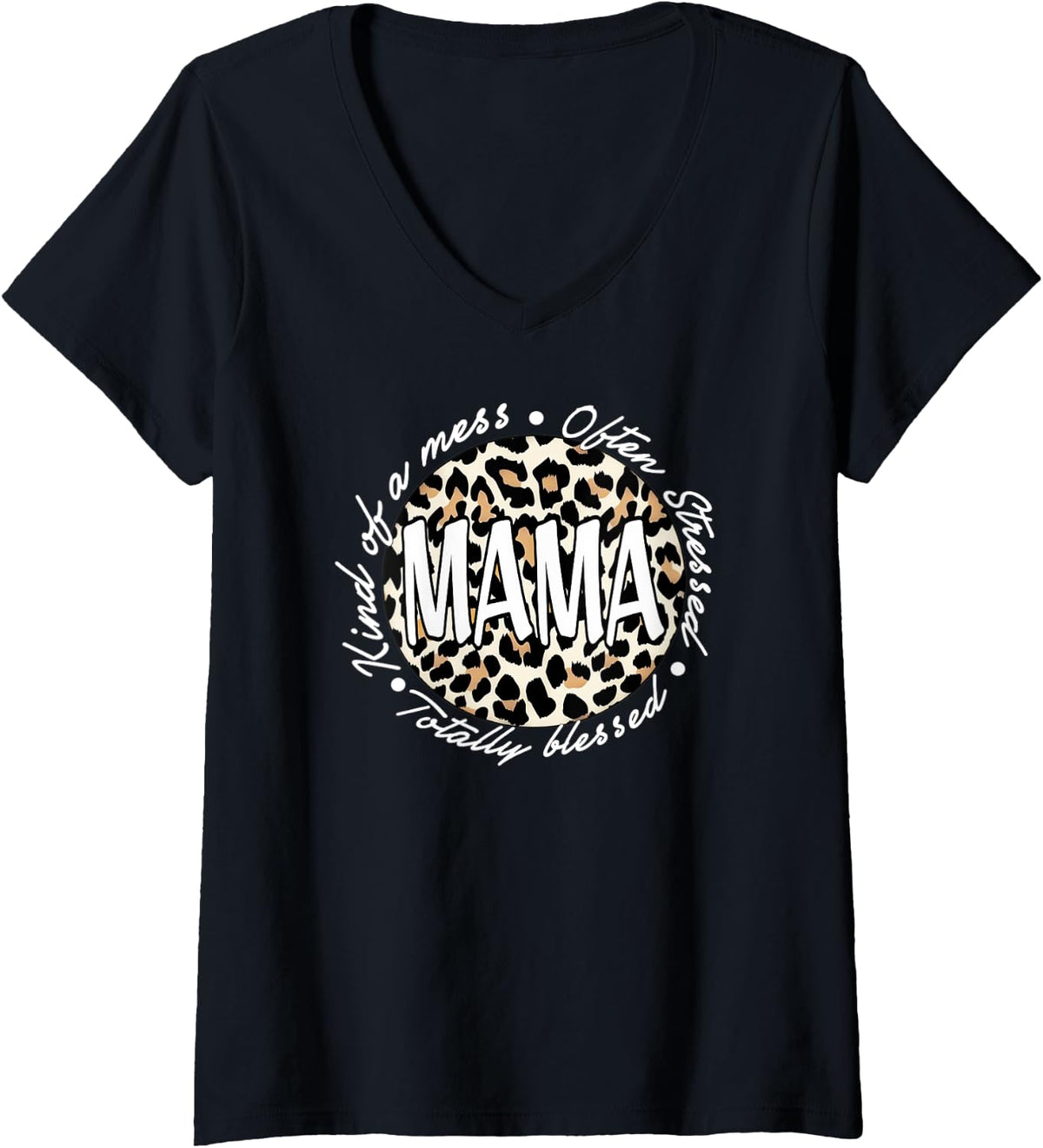 Womens Cute Cheetah Print Mom Apparel Stylish Women Who Are Moms V Neck Apparel Streetwear Style Fan Favorite