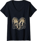 Womens Cute LOVEY Women s Leopard Cheetah Print Heart Grandmother V Neck Apparel Comfort Fit Hot Right Now