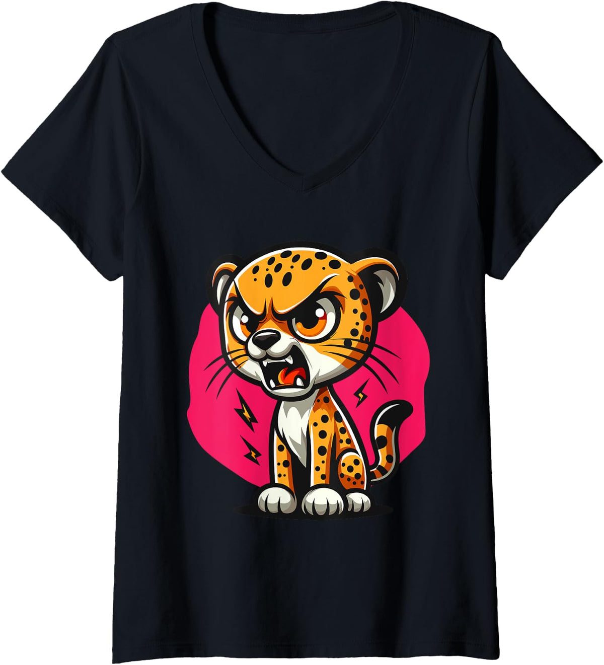 Womens Angry Cheetah Wild Cat Lover Fierce Animal Enthusiast V Neck Apparel High Search Demand Best Seller Look