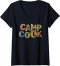 Womens Funny CAMP COOK Leopard Print Summer Grilling Chef Daddio V Neck Apparel Comfort Fit Fan Favorite
