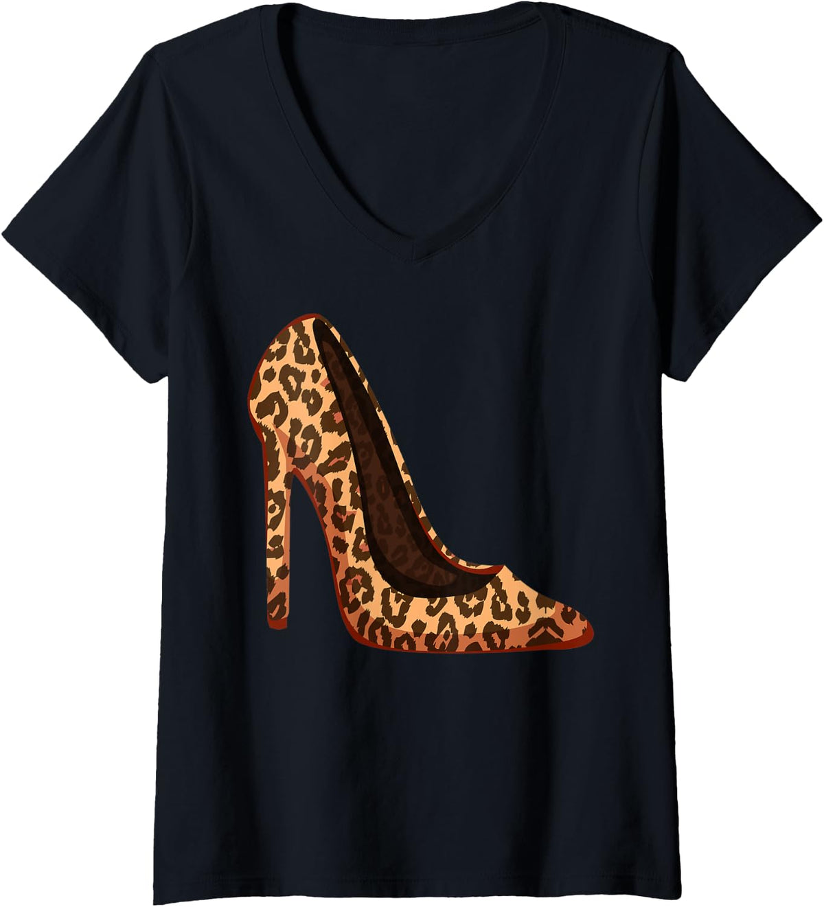 Womens Funny Leopard Animal Print High Heels Gift Women Stiletto V Neck Apparel Viral TikTok Find US Top Pick