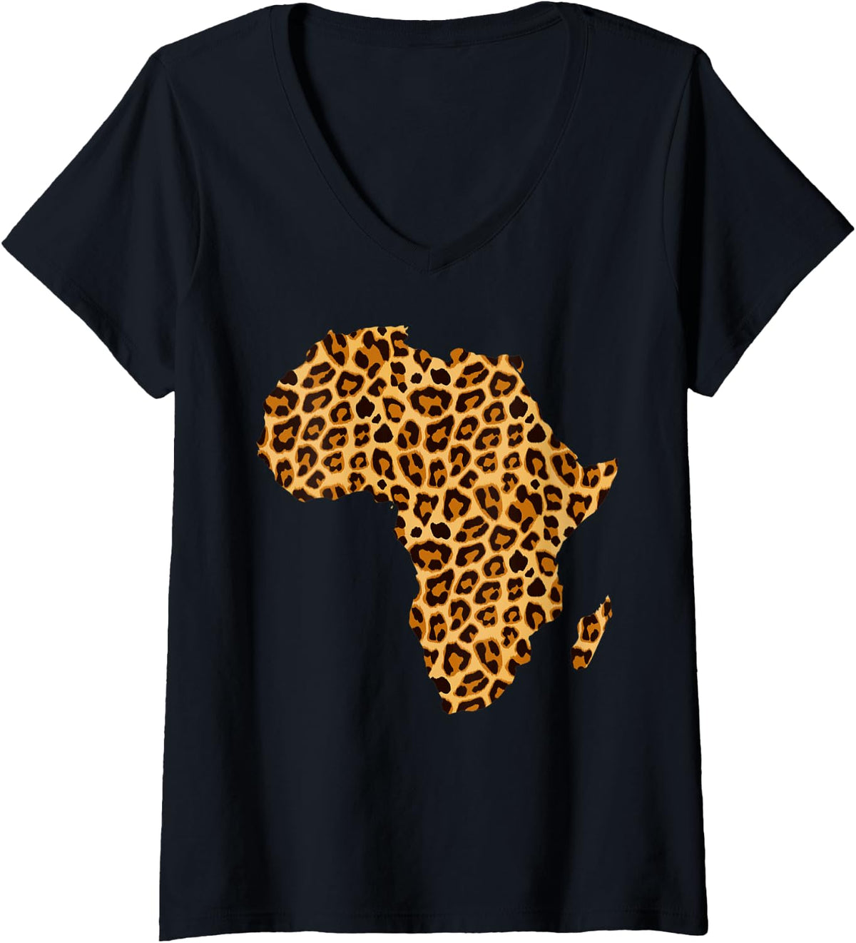 Womens Cute Leopard Print Africa Shape Cheetah Outline Kids Gift V Neck Apparel Streetwear Style US Top Pick
