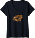 Womens Afrocentric Women African American Sexy Cheetah Lips V Neck Apparel Viral TikTok Find Fan Favorite