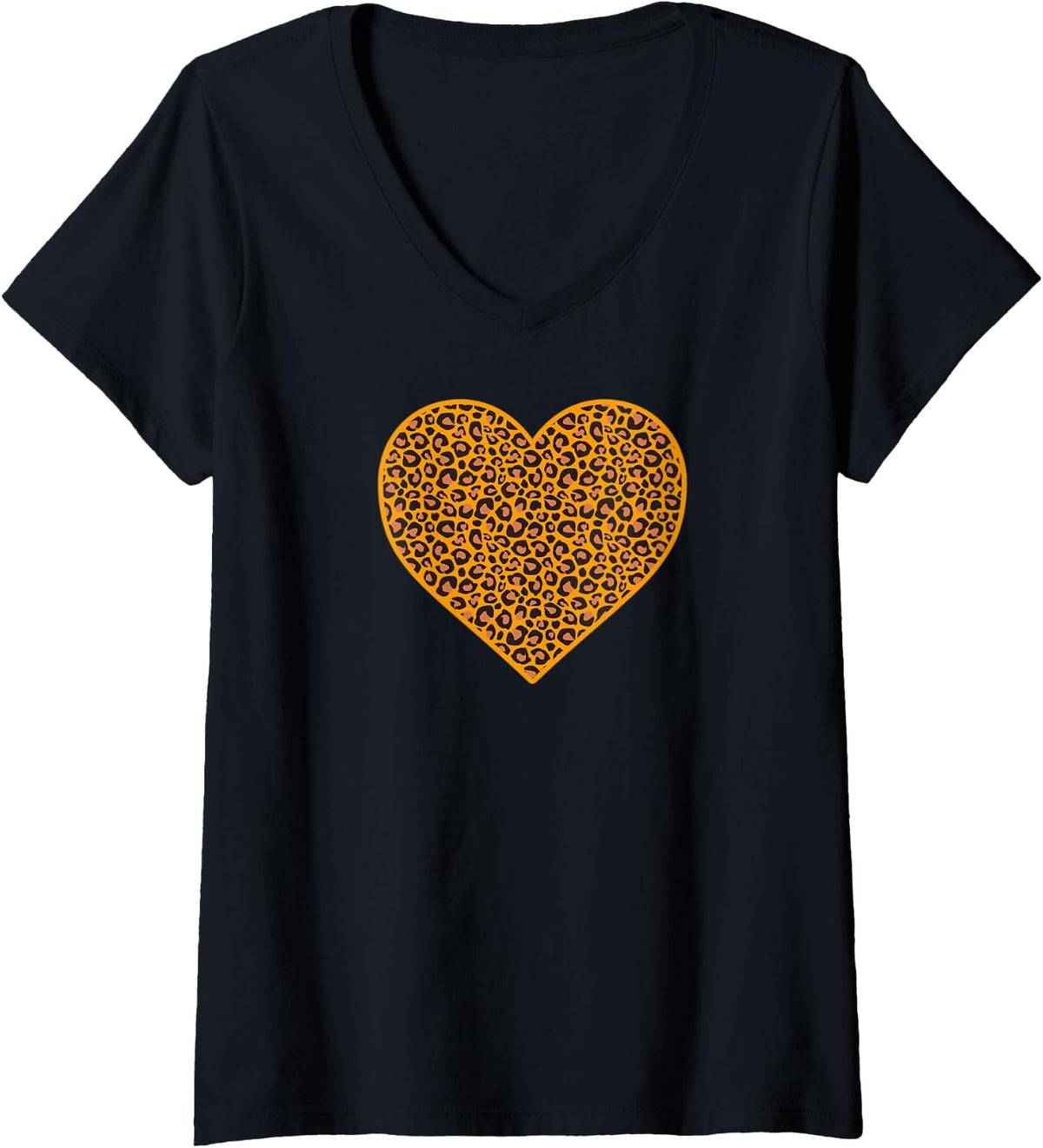 Womens Leopard Print Cheetah Spots Heart Love Women Men Adults V Neck Apparel Streetwear Style US Top Pick