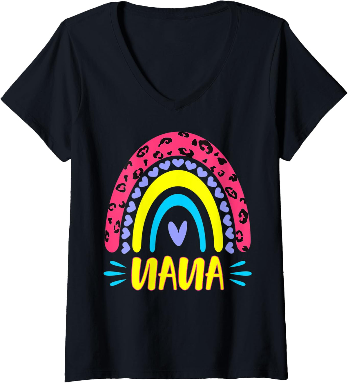 Womens Leopard Rainbow Cheetah Print Grandma Graphic Nana Life V Neck Apparel High Search Demand Everyday Wear