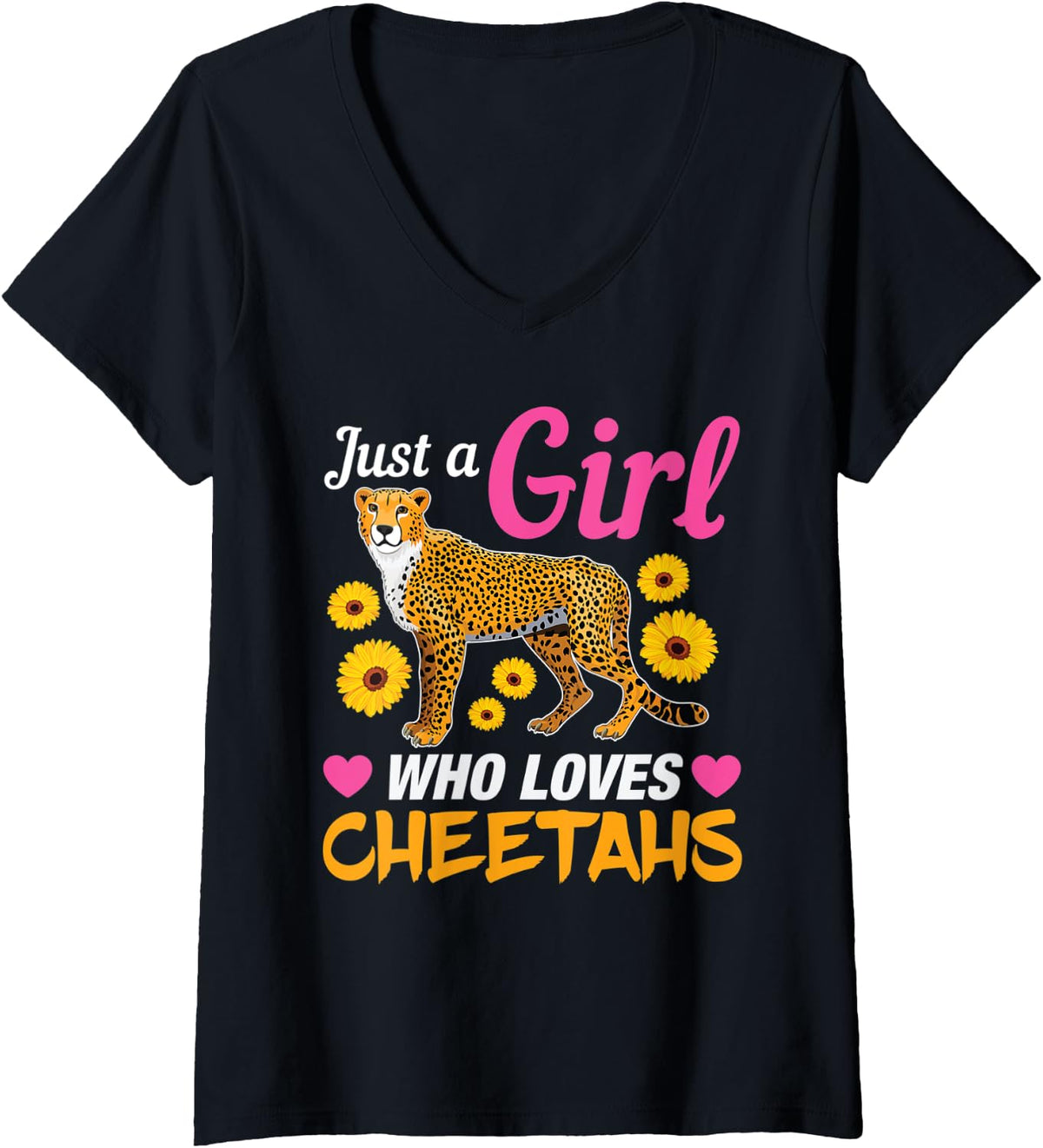 Womens Just A Girl Who Loves Cheetahs Cheetah V Neck Apparel Streetwear Style Everyday Wear