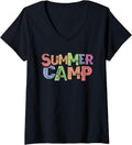 Womens Funny SUMMER CAMP Leopard Print Host Summer Counselor V Neck Apparel Streetwear Style Best Seller Look