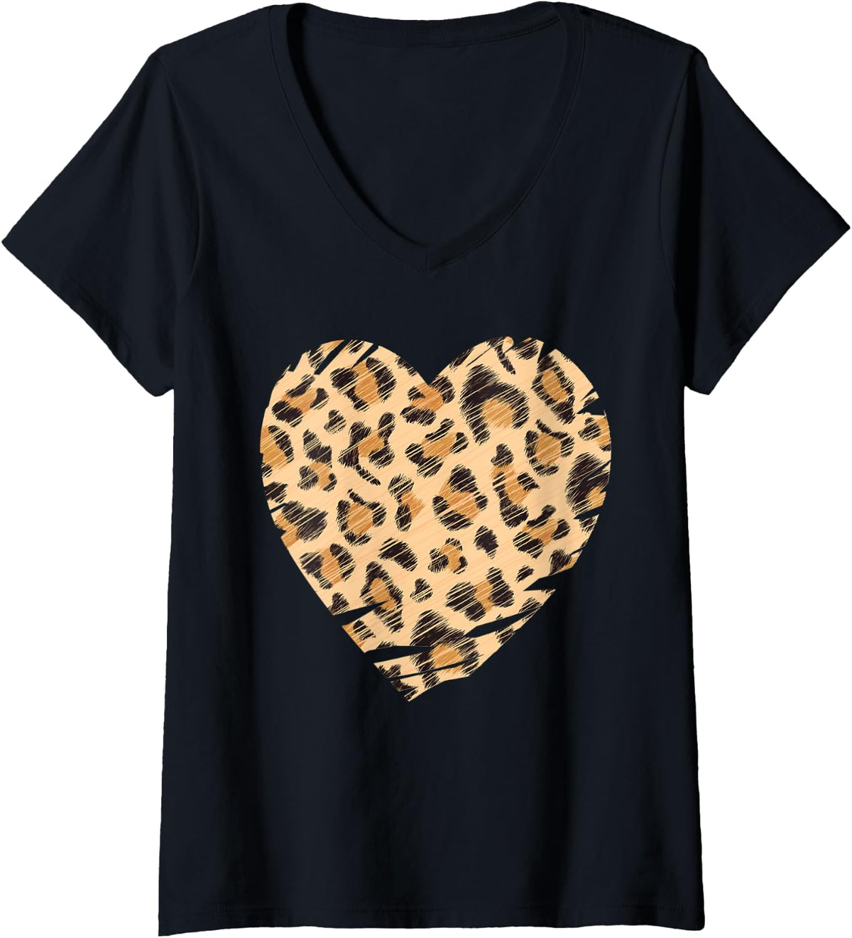 Womens Heart Cheetah Leopard Print Distressed V Neck Apparel High Search Demand Best Seller Look