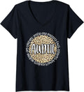 Womens AUNTIE Cheetah Leopard Print Circle Love Patience Black V Neck Apparel Trending US Fan Favorite