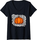 Womens Pumpkin Leopard Print V Neck Apparel Trending US Fan Favorite