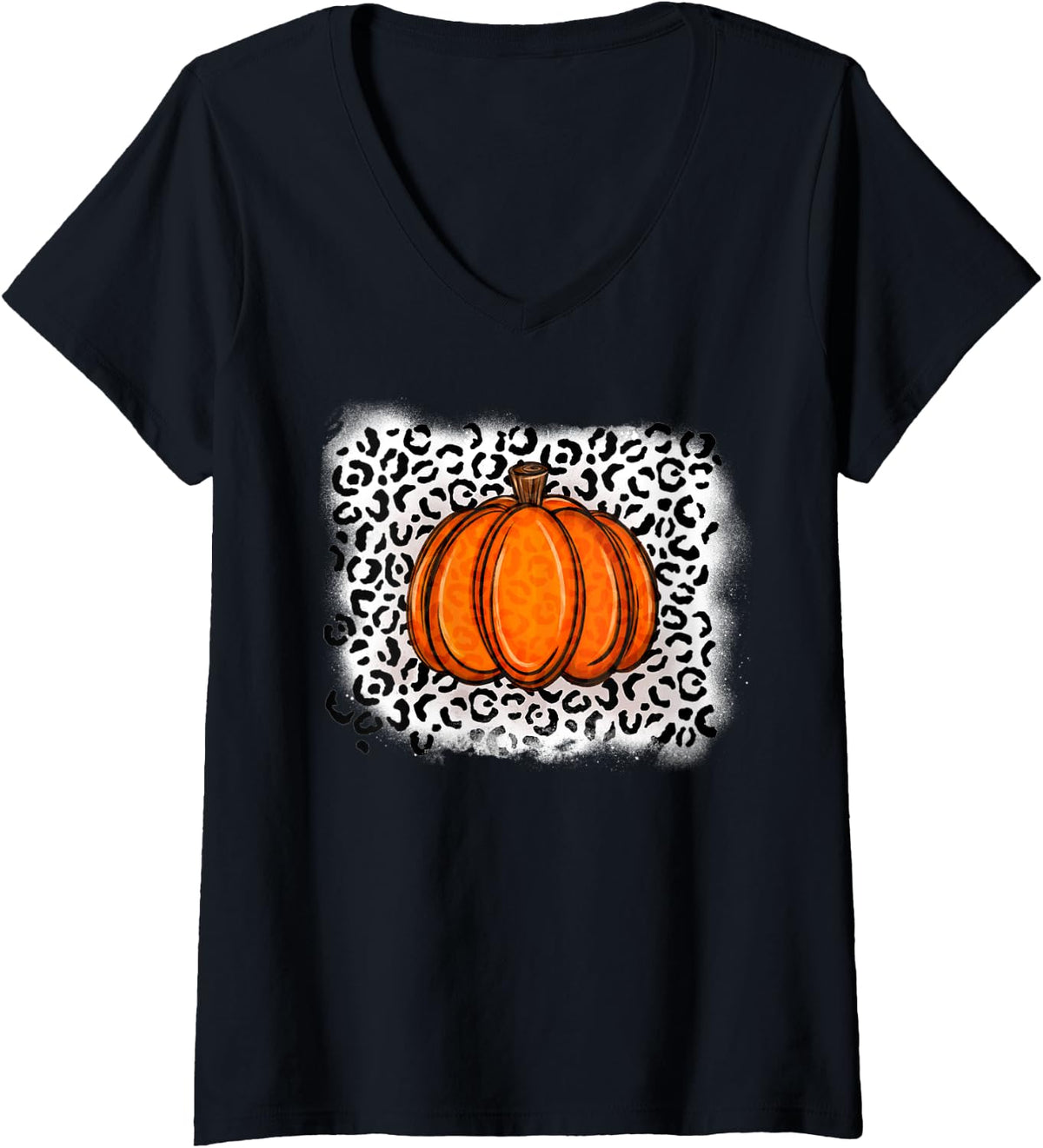 Womens Pumpkin Leopard Print V Neck Apparel Trending US Fan Favorite