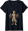 Womens Cheetah Barbell V Neck Apparel Comfort Fit US Top Pick