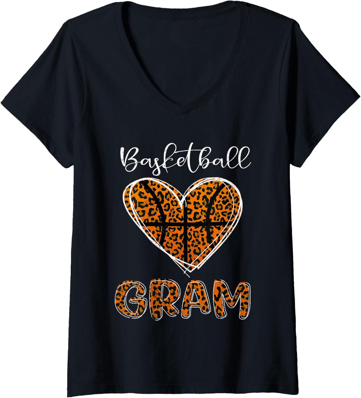 Womens Basketball Gram Top Heart Cheetah Leopard Grandma V Neck Apparel Streetwear Style Fan Favorite