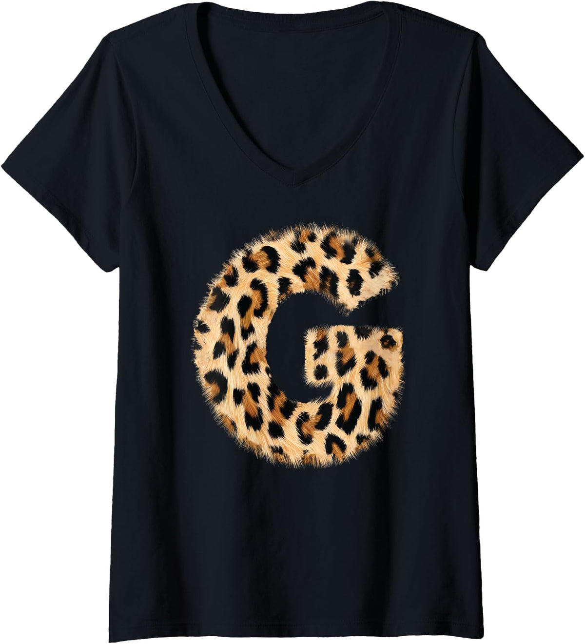 Womens Letter G Cheetah Leopard Initial Print Name Zebra Matching V Neck Apparel Premium Print Gift Ready