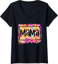 Womens Cute mama cheetah print mother moms mommy son daughter V Neck Apparel Streetwear Style US Top Pick