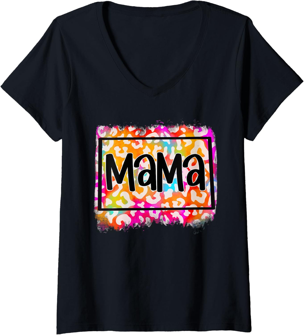 Womens Cute mama cheetah print mother moms mommy son daughter V Neck Apparel Streetwear Style US Top Pick