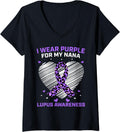 Womens Cheetah Print Cute I Wear Purple For My Nana Lupus Awareness V Neck Apparel Viral TikTok Find Everyday Wear