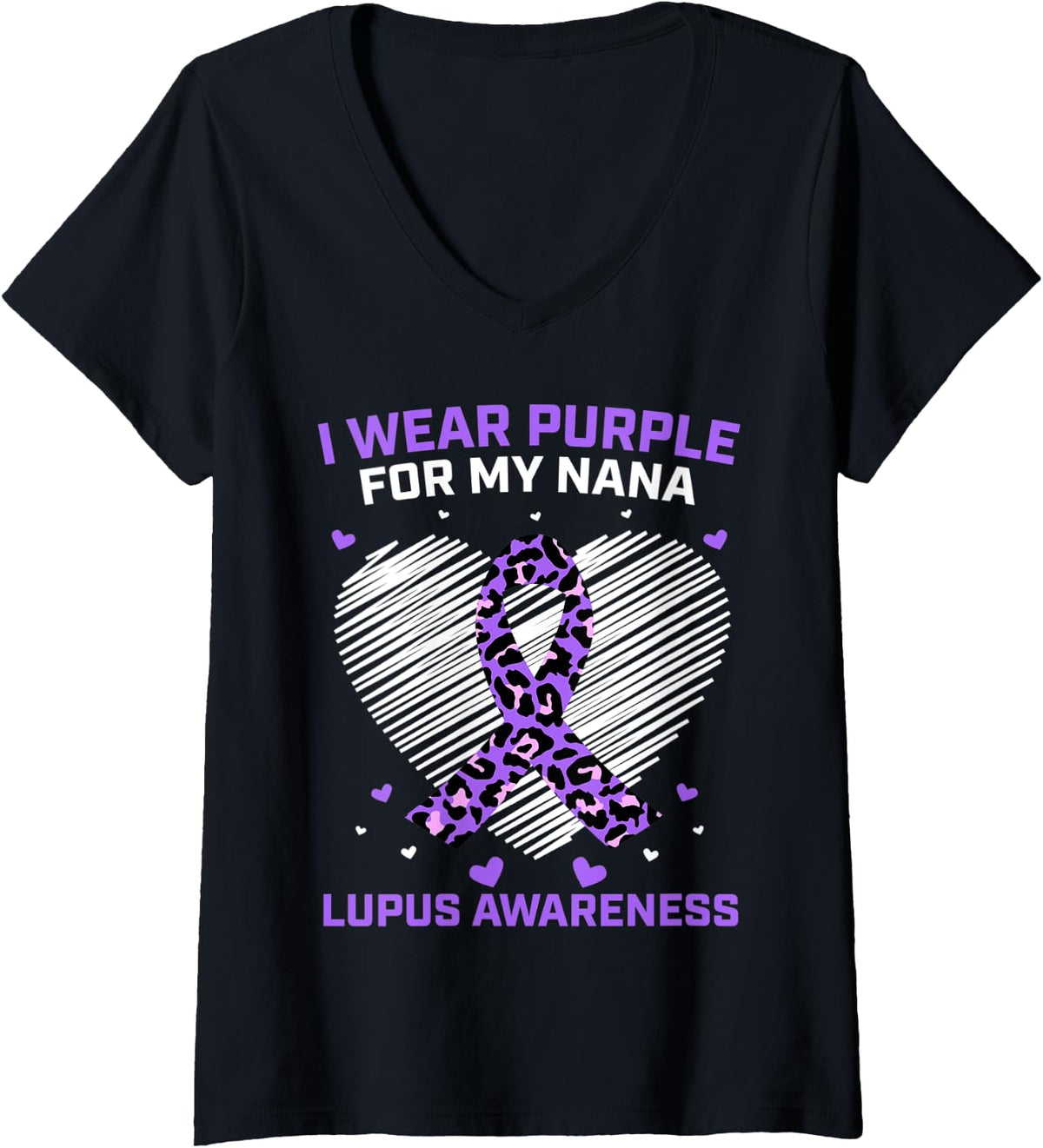 Womens Cheetah Print Cute I Wear Purple For My Nana Lupus Awareness V Neck Apparel Viral TikTok Find Everyday Wear