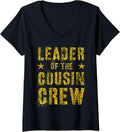 Womens LEADER OF THE COUSIN CREW Leopard Print Funny Grandma V Neck Apparel Trending US Best Seller Look