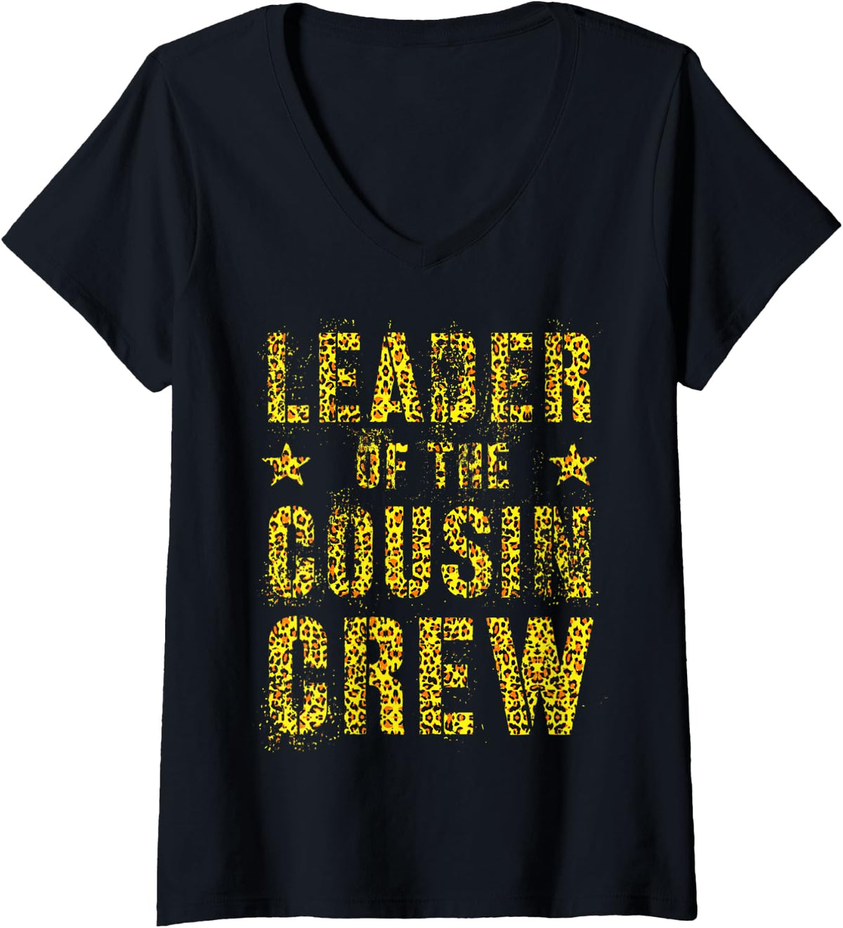 Womens LEADER OF THE COUSIN CREW Leopard Print Funny Grandma V Neck Apparel Trending US Best Seller Look