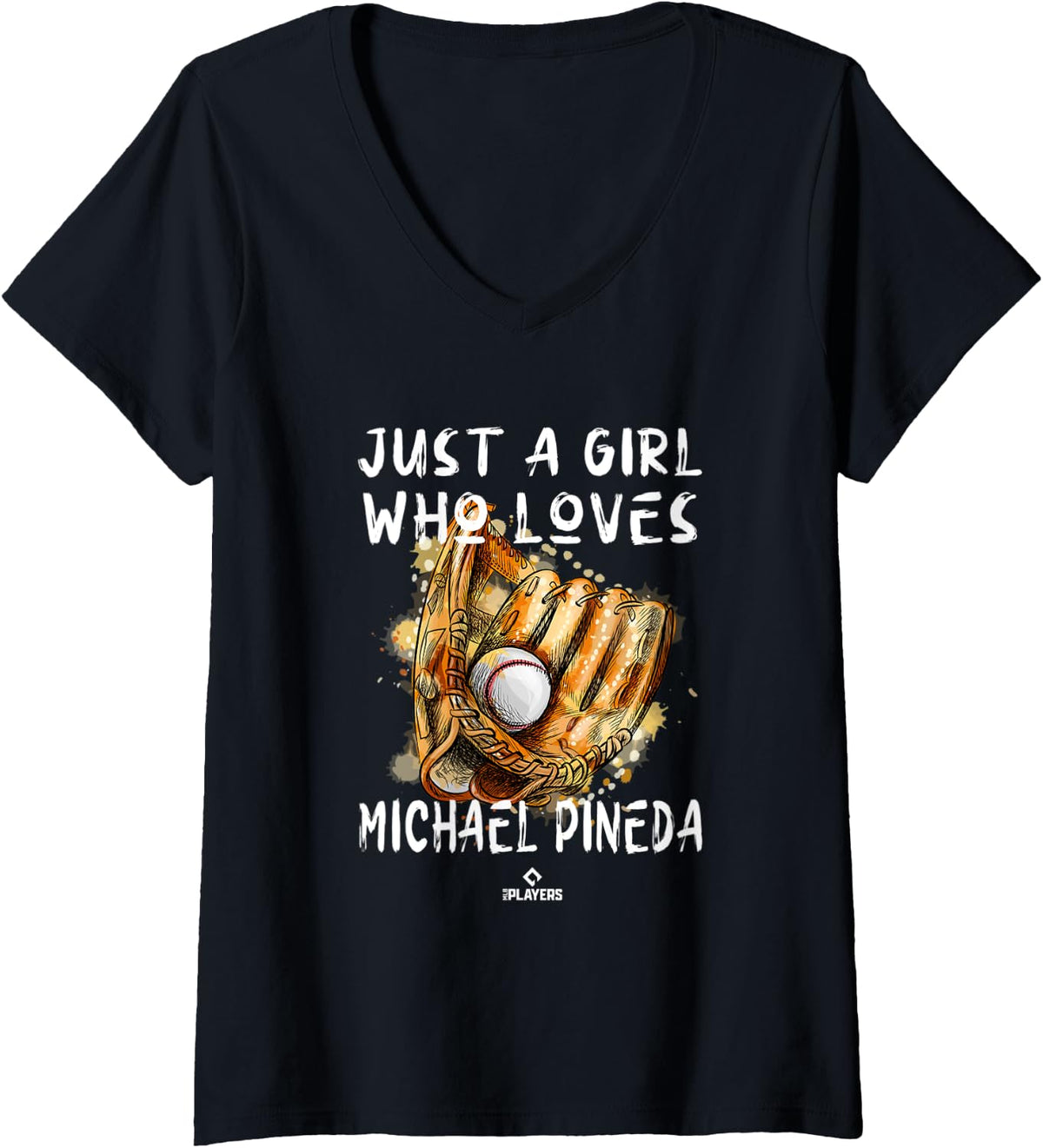 Womens A Girl Who Loves Michael Pineda Minnesota MLBPA V-Neck Apparel | Viral Streetwear Style