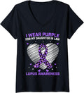 Womens I Wear Purple Daughter In Law Lupus Awareness Cheetah Print V Neck Apparel Comfort Fit Gift Ready