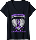 Womens Cute I Wear Purple Goddaughter Lupus Awareness Cheetah Print V Neck Apparel Viral TikTok Find Best Seller Look