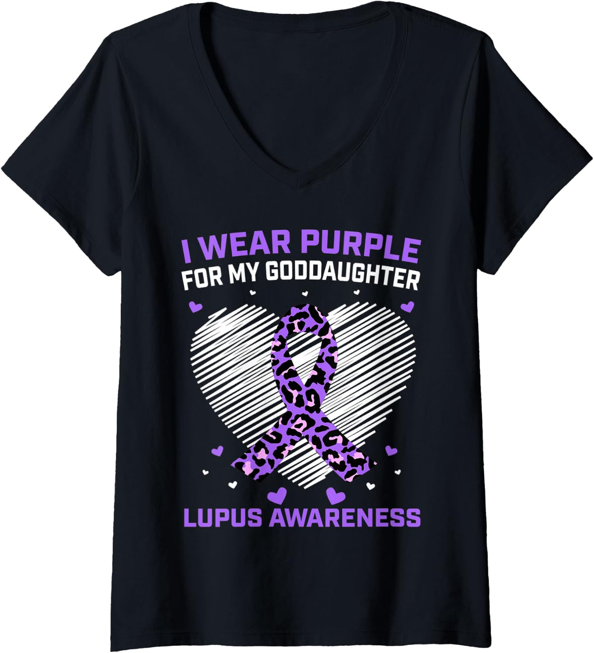 Womens Cute I Wear Purple Goddaughter Lupus Awareness Cheetah Print V Neck Apparel Viral TikTok Find Best Seller Look