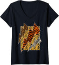 Womens Leopard Tiger Cheetah Zebra Lightning Shirt Animal Print V Neck T Shirt Streetwear Style US Top Pick