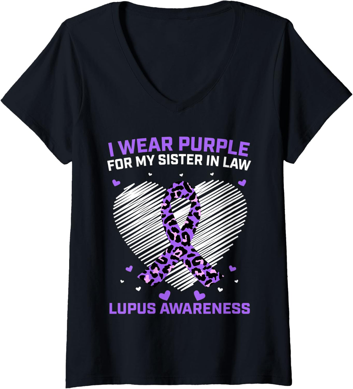 Womens I Wear Purple Sister In Law Lupus Awareness Cheetah Print V Neck Apparel High Search Demand Gift Ready