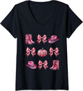 Womens Bow Western Boots Pumpkin Cheetah Pink Print Cowgirl Costume V Neck Apparel High Search Demand Gift Ready