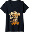 Womens Kids Funny Cheetahs Make Me Happy Cheetah Safari Animal V Neck Apparel Streetwear Style US Top Pick