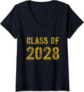 Womens Future Graduation CLASS of 2028 Leopard Print 7th Gr Girl V Neck Apparel Viral TikTok Find Best Seller Look
