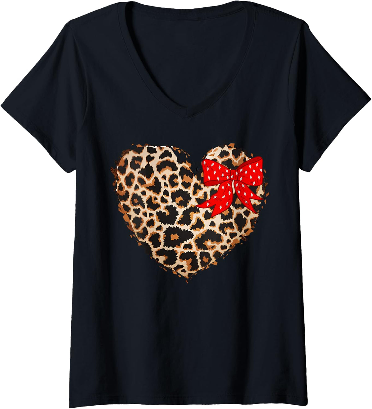 Cheetah Leopard Heart Girls animal Print Pink Ribbon Red V Neck Apparel Viral TikTok Find Everyday Wear