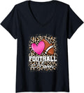 Womens Football Mom American Football Lover Leopard Cheetah Print V Neck Apparel Trending US Everyday Wear