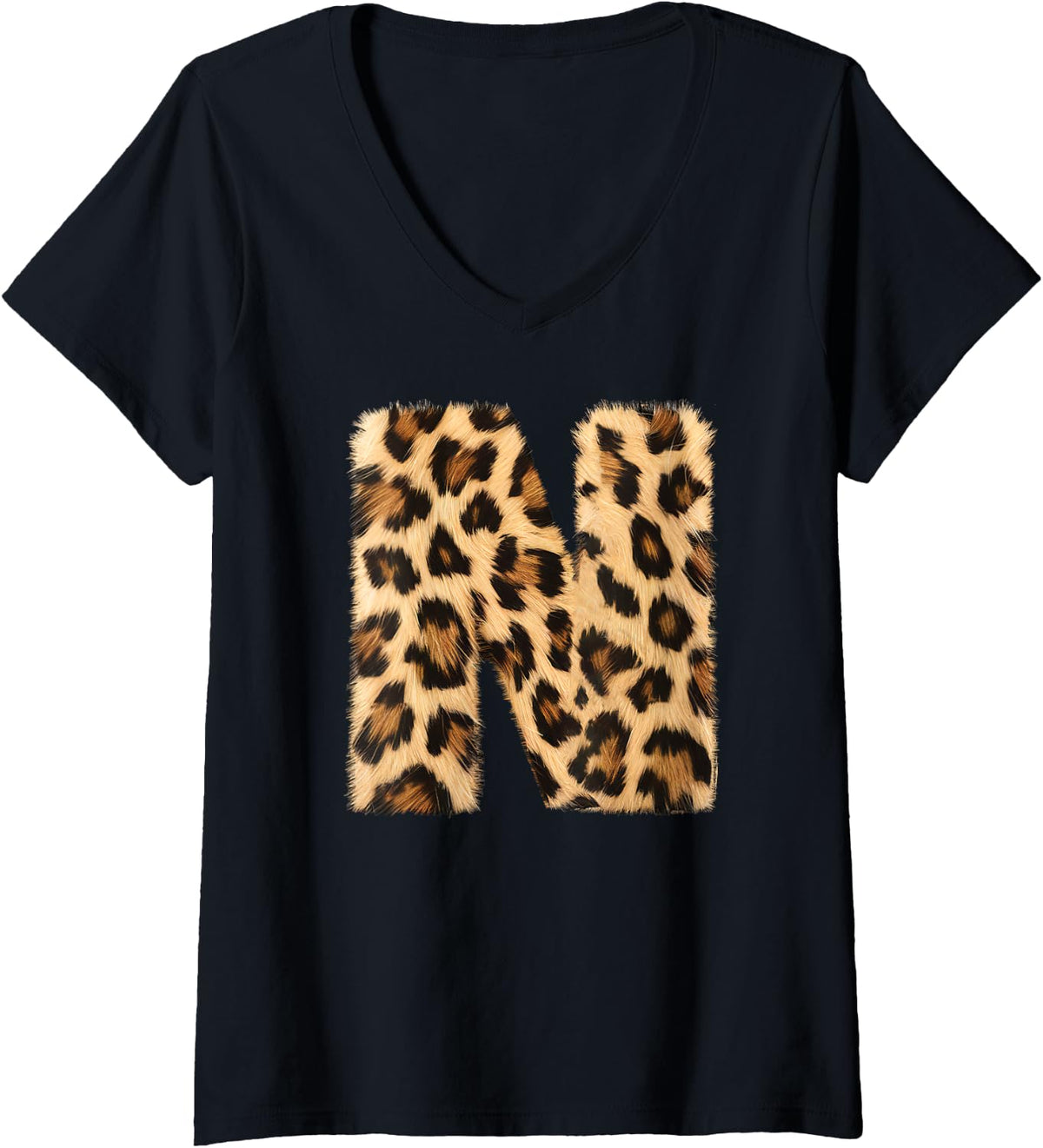 Womens Letter N Cheetah Leopard Initial Print Name Zebra Matching V Neck Apparel Comfort Fit Hot Right Now