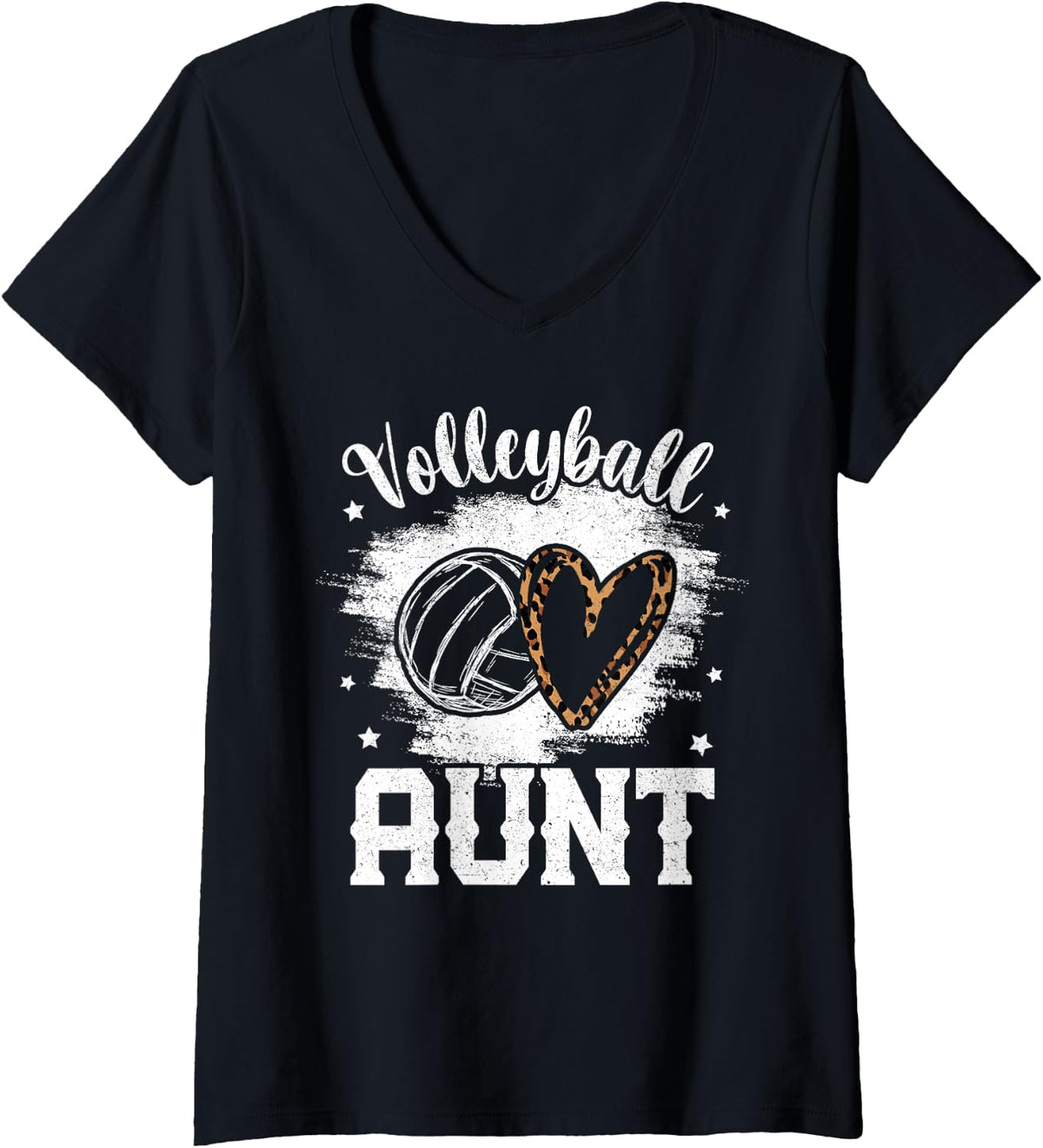 Womens Volleyball Game Day Leopard Cheetah Women Volleyball Aunt V Neck Apparel Streetwear Style Fan Favorite
