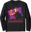 Halloween Michael Myers Neon Portrait Long Sleeve Apparel | Perfect Gift Idea